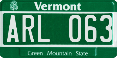 VT license plate ARL063