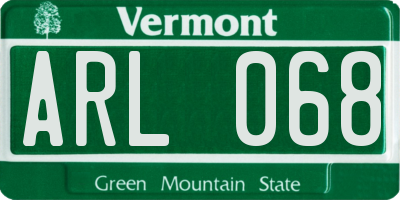 VT license plate ARL068
