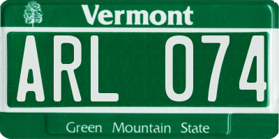 VT license plate ARL074