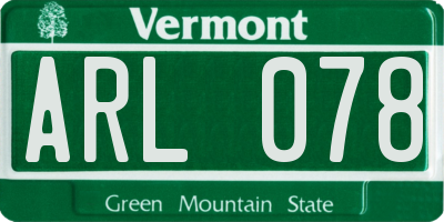 VT license plate ARL078