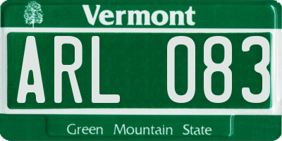 VT license plate ARL083