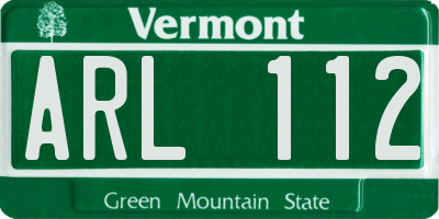 VT license plate ARL112
