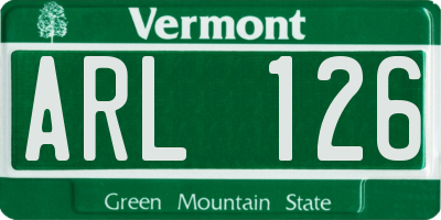 VT license plate ARL126