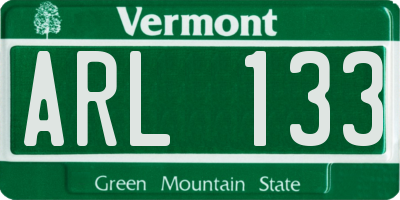 VT license plate ARL133