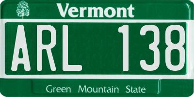 VT license plate ARL138