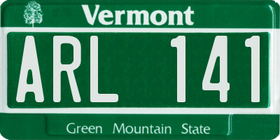 VT license plate ARL141
