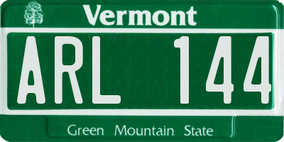 VT license plate ARL144
