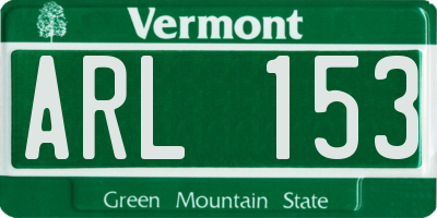 VT license plate ARL153