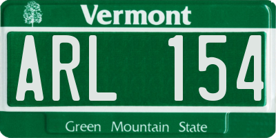 VT license plate ARL154
