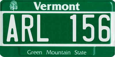 VT license plate ARL156