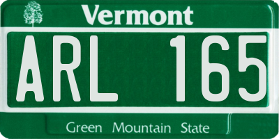 VT license plate ARL165