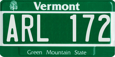 VT license plate ARL172