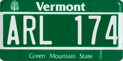 VT license plate ARL174