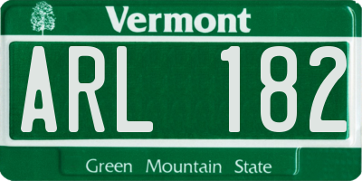 VT license plate ARL182