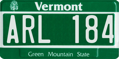 VT license plate ARL184