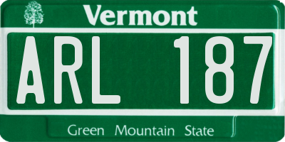 VT license plate ARL187