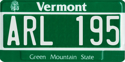 VT license plate ARL195