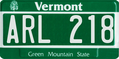 VT license plate ARL218