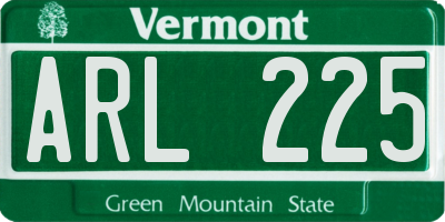 VT license plate ARL225