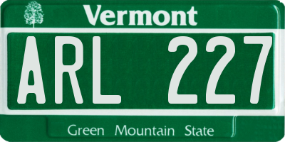 VT license plate ARL227
