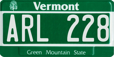 VT license plate ARL228