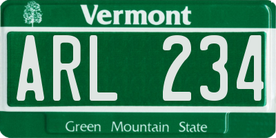 VT license plate ARL234