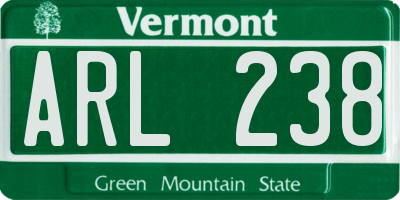 VT license plate ARL238
