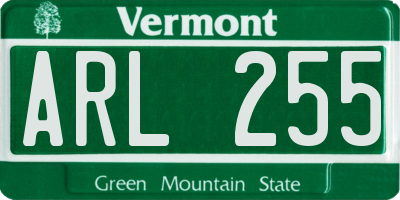 VT license plate ARL255
