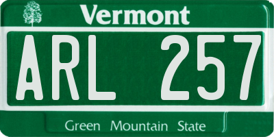 VT license plate ARL257