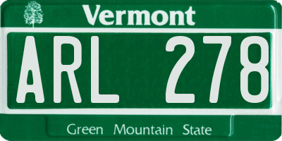 VT license plate ARL278
