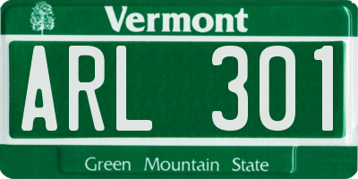 VT license plate ARL301