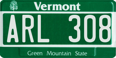 VT license plate ARL308