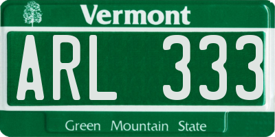 VT license plate ARL333