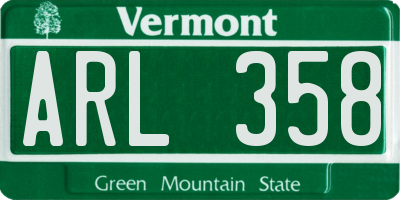VT license plate ARL358