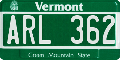 VT license plate ARL362