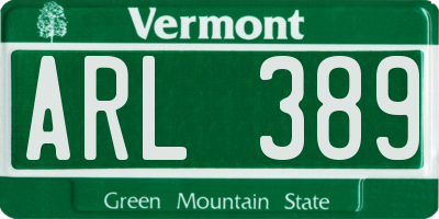 VT license plate ARL389