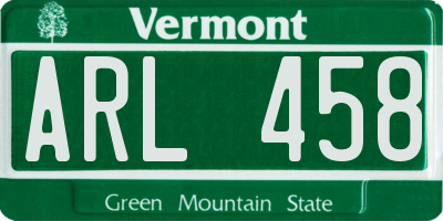VT license plate ARL458