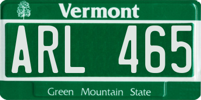 VT license plate ARL465