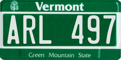 VT license plate ARL497