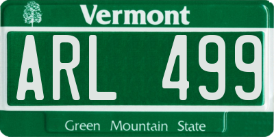 VT license plate ARL499