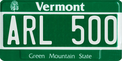 VT license plate ARL500