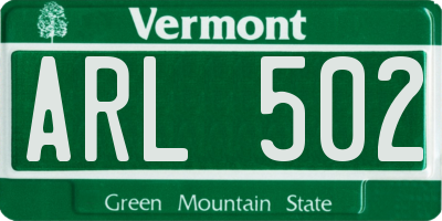 VT license plate ARL502