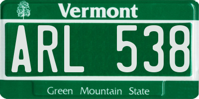 VT license plate ARL538