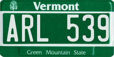 VT license plate ARL539
