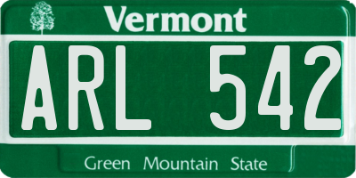 VT license plate ARL542