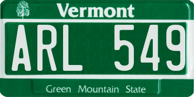 VT license plate ARL549