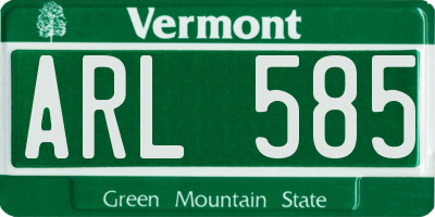 VT license plate ARL585