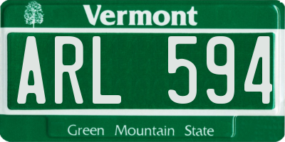 VT license plate ARL594