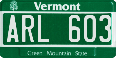 VT license plate ARL603