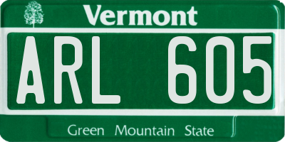 VT license plate ARL605